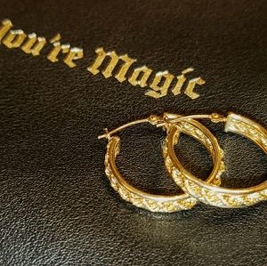 Medium sized gold whoop earrings